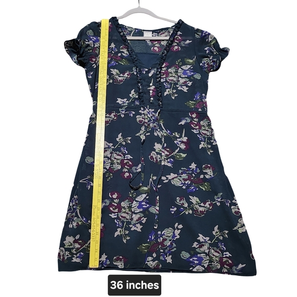 CONVERSE Mini Dress Womens Medium Floral Y2K Empire Waist Babydoll Grunge Skater - Picture 9 of 15